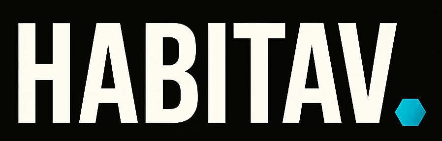 HABITAV wordmark logo in clean uppercase letters with a small digital hexagon symbol at the end.